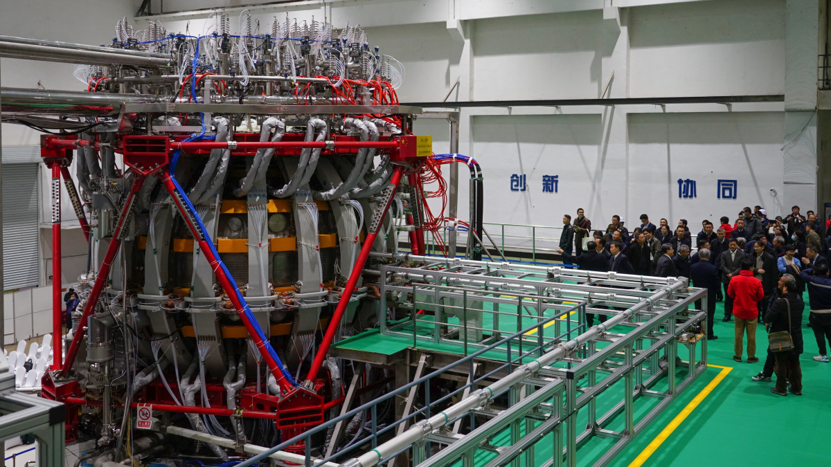 CHENGDU, CHINA - DECEMBER 04: The Chinas nuclear fusion device HL-2M tokamak, nicknamed the Artificial Sun, achieves its first plasma discharge at the Southwestern Institute of Physics (SWIP) on December 4, 2020 in Chengdu, Sichuan Province of China. (Photo by VCG/VCG via Getty Images)