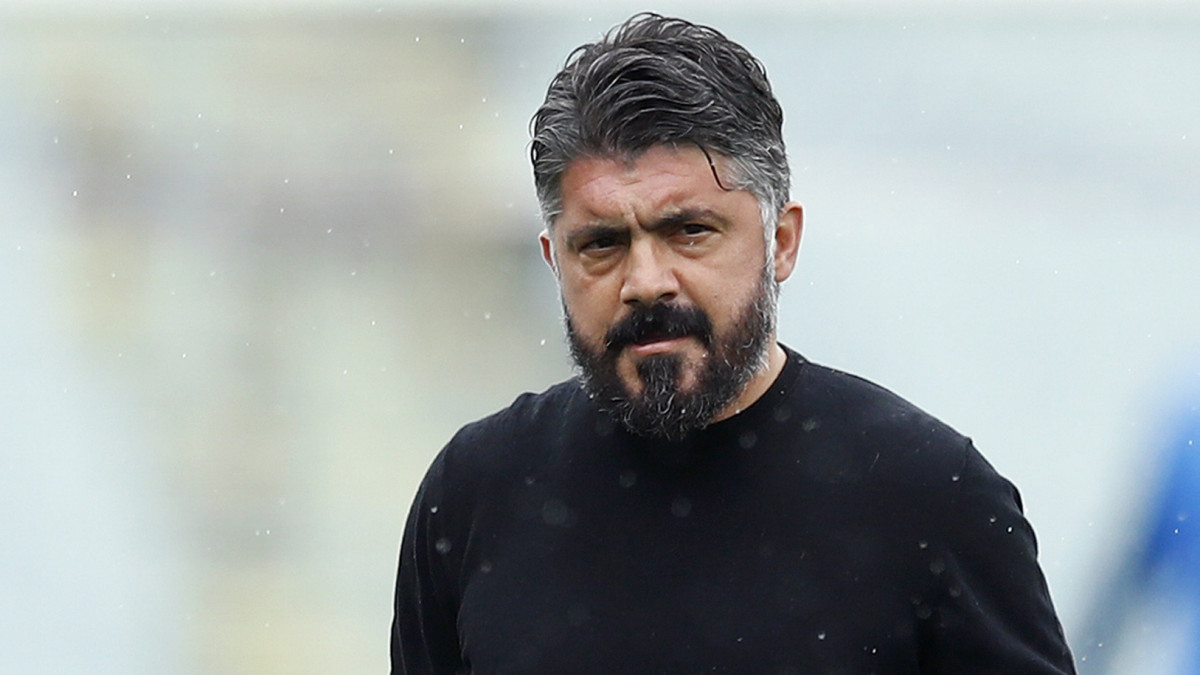 FLORENCE, ITALY - MAY 16: (BILD ZEITUNG OUT) Head coach Gennaro Gattuso of SSC Napoli looks on prior to the Serie A match between ACF Fiorentina and SSC Napoli at Stadio Artemio Franchi on May 16, 2021 in Florence, Italy. (Photo by Matteo Ciambelli/DeFodi Images via Getty Images)