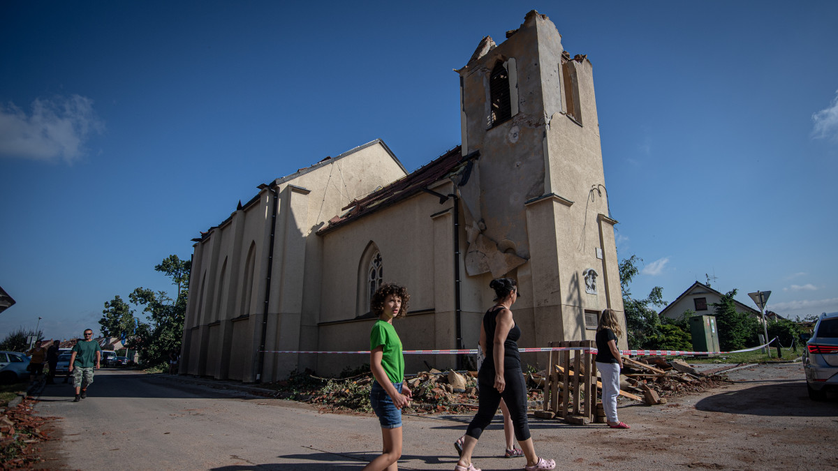 HRUSKY - JUNE 26: Destroyed church after a tornado hit in Hrusky, Czech Republic on June 25, 2016 June 2021. At least three people died and dozens were injured after a rare tornado razed houses to the ground in the Czech Republics southeast, rescuers said on June 25. (Photo by Lukas Kabon/Anadolu Agency via Getty Images)