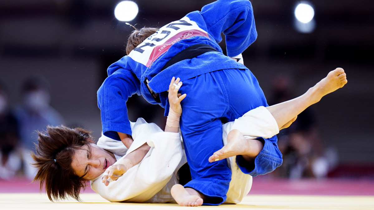 South Koreas Park Da-Sol and Hungarys Reka Pupp compete in the Womens ?52kg Judo at the Nippon Budokan on the second day of the Tokyo 2020 Olympic Games in Japan. Picture date: Sunday July 25, 2021. (Photo by Danny Lawson/PA Images via Getty Images)