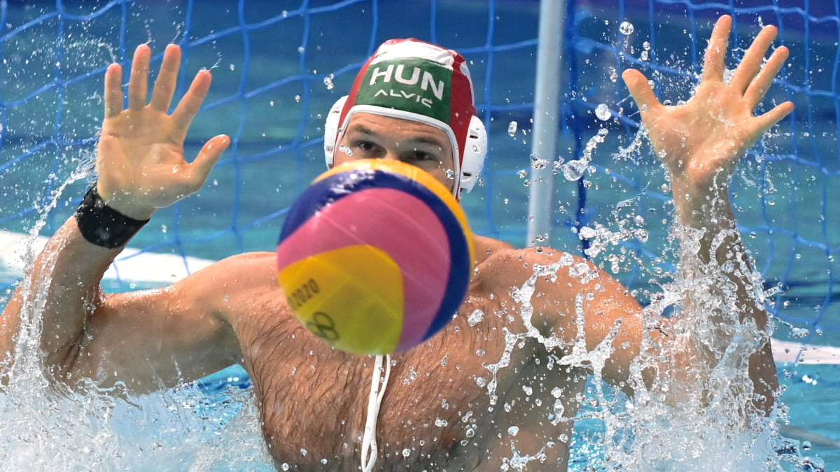 Nagy Viktor a világméretű koronavírus-járvány miatt 2021-re halasztott 2020-as tokiói nyári olimpia férfi vízilabdatornájának ötödik fordulójában játszott Magyarország - Olaszország mérkőzésen a tokiói Tacumi Vízilabdaközpontban 2021. augusztus 2-án.