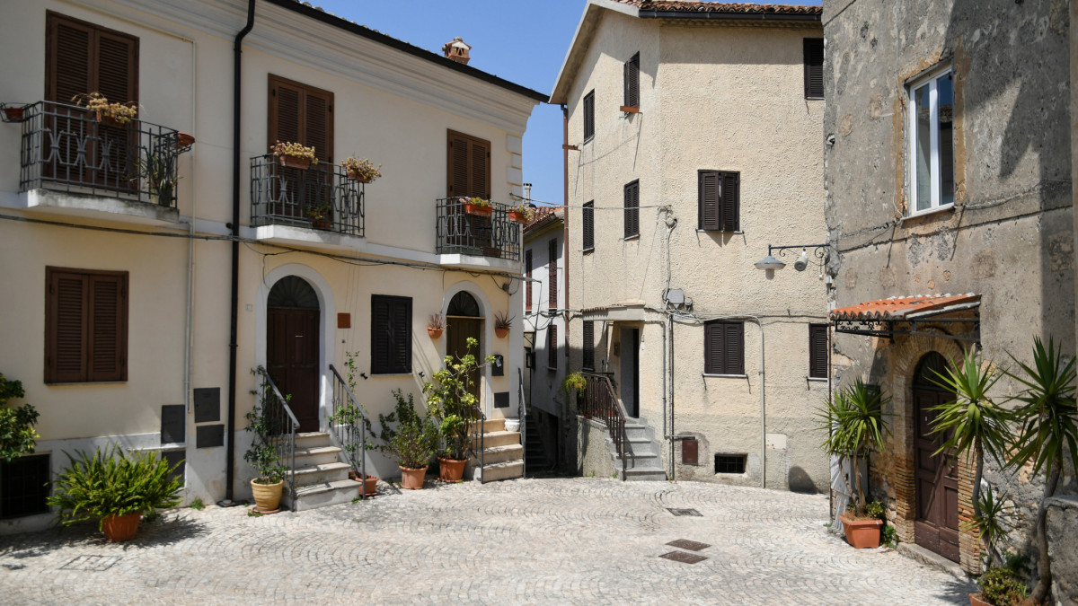 A small street in Maenza, a medieval village in the Lazio region.