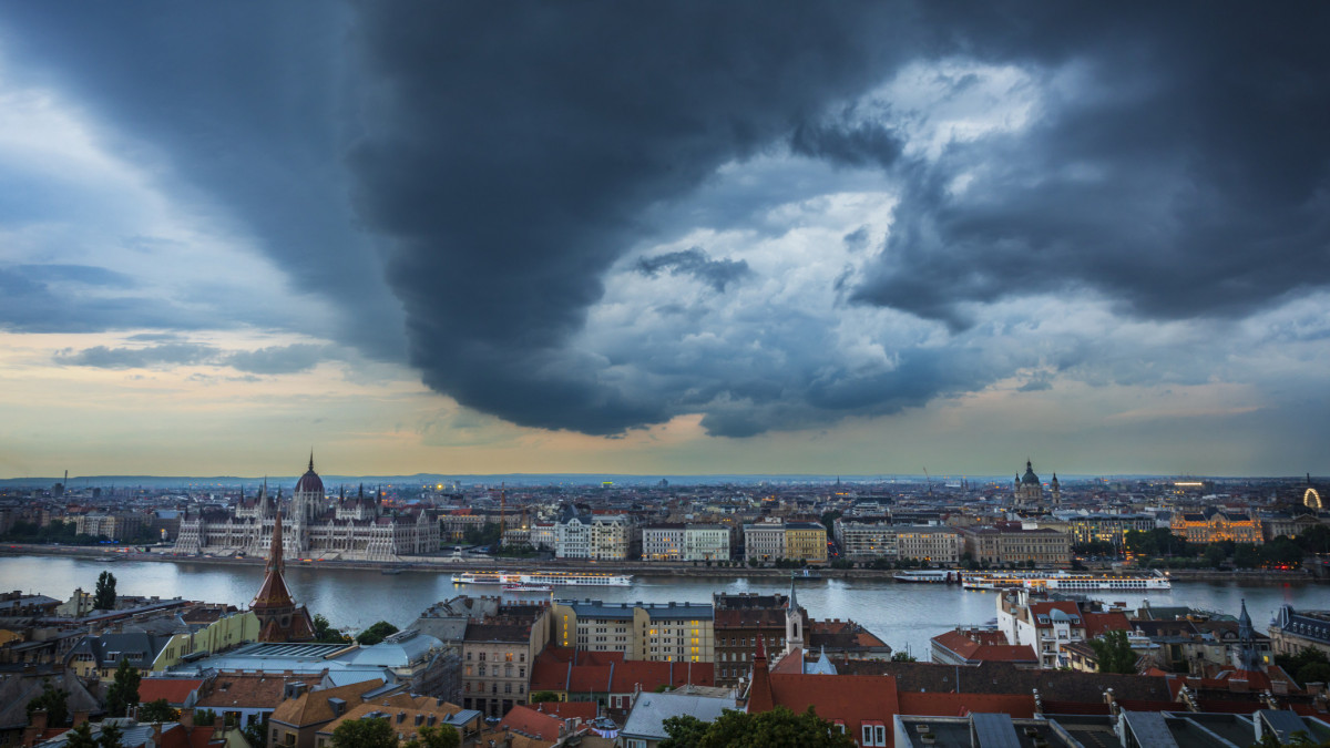 Thunderstorm over Budapest Parliament