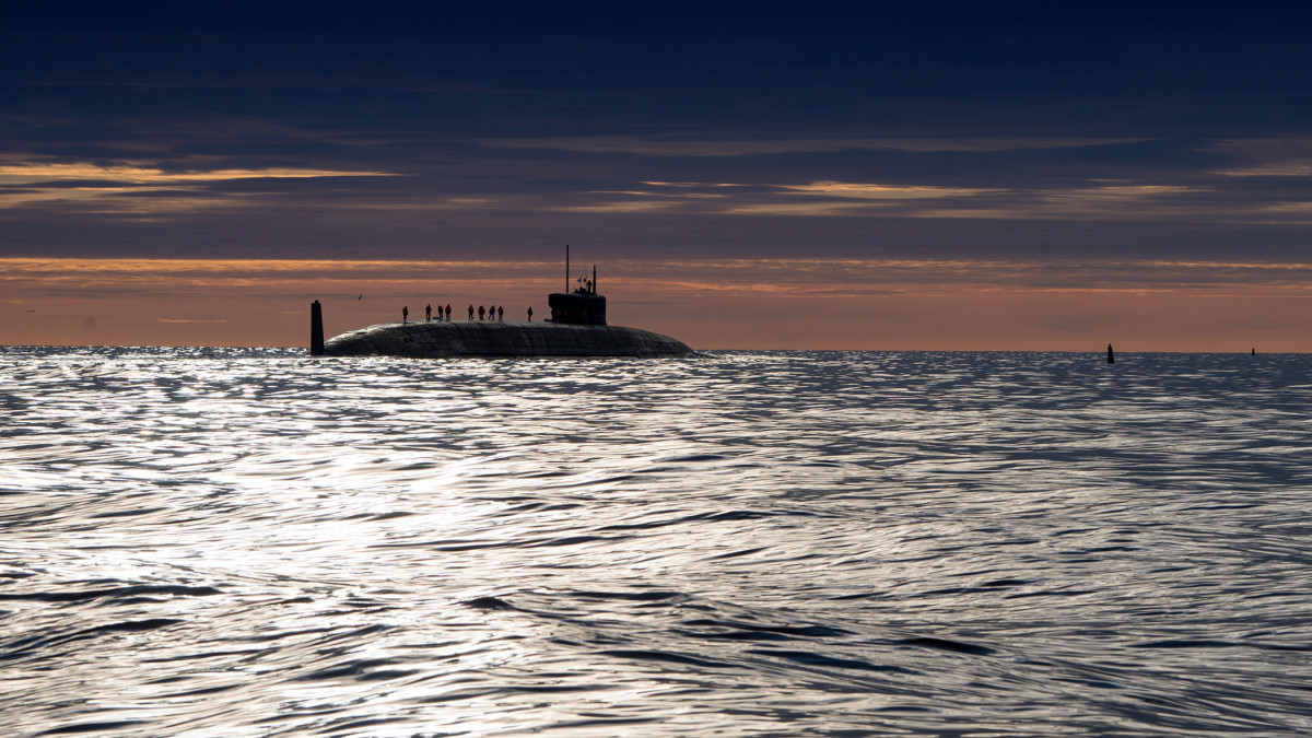 SEVERODVINSK, RUSSIA - MAY 30, 2021: The Project 955A (Borei A) nuclear-powered ballistic missile submarine Knyaz Oleg sets off on its first sea trial in the White Sea. Oleg Kuleshov/TASS (Photo by Oleg Kuleshov\TASS via Getty Images)