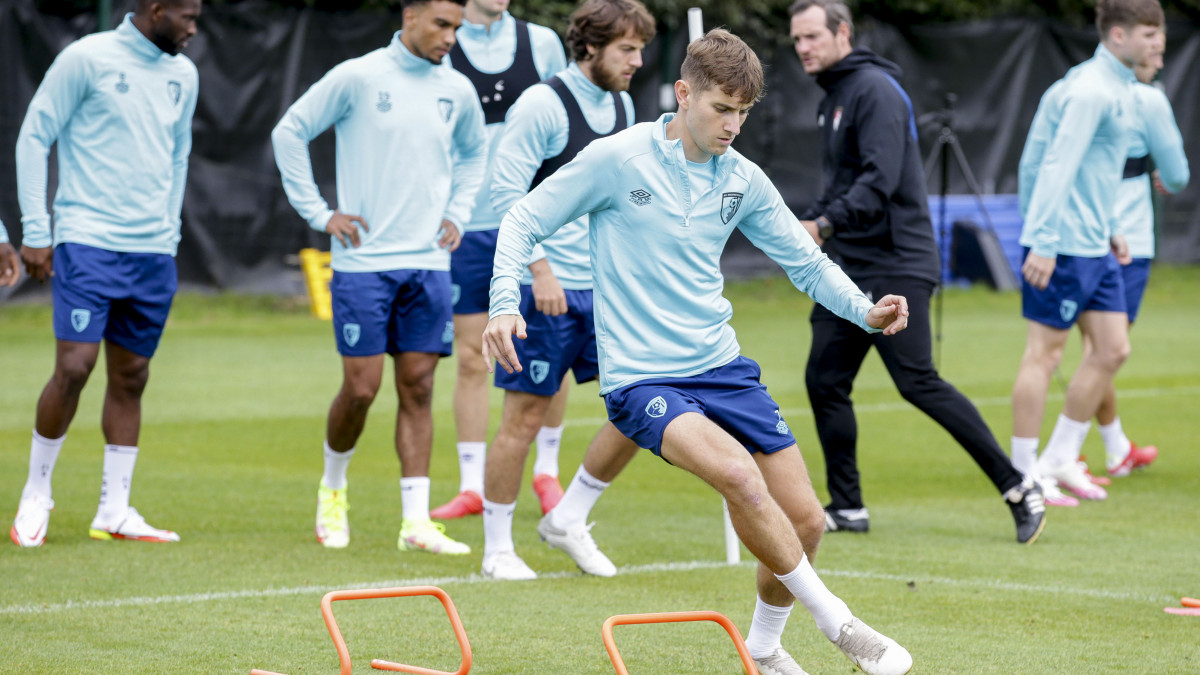 BOURNEMOUTH, ENGLAND - AUGUST 20: David Brooks of Bournemouth during a training session at the Vitality Stadium on August 20, 2021 in Bournemouth, England. (Photo by Robin Jones - AFC Bournemouth/Getty Images)