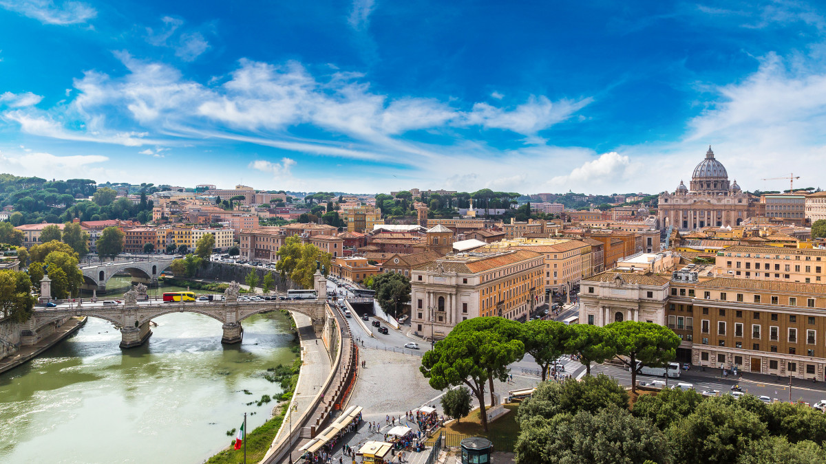 Panoramic aerial view of Rome
