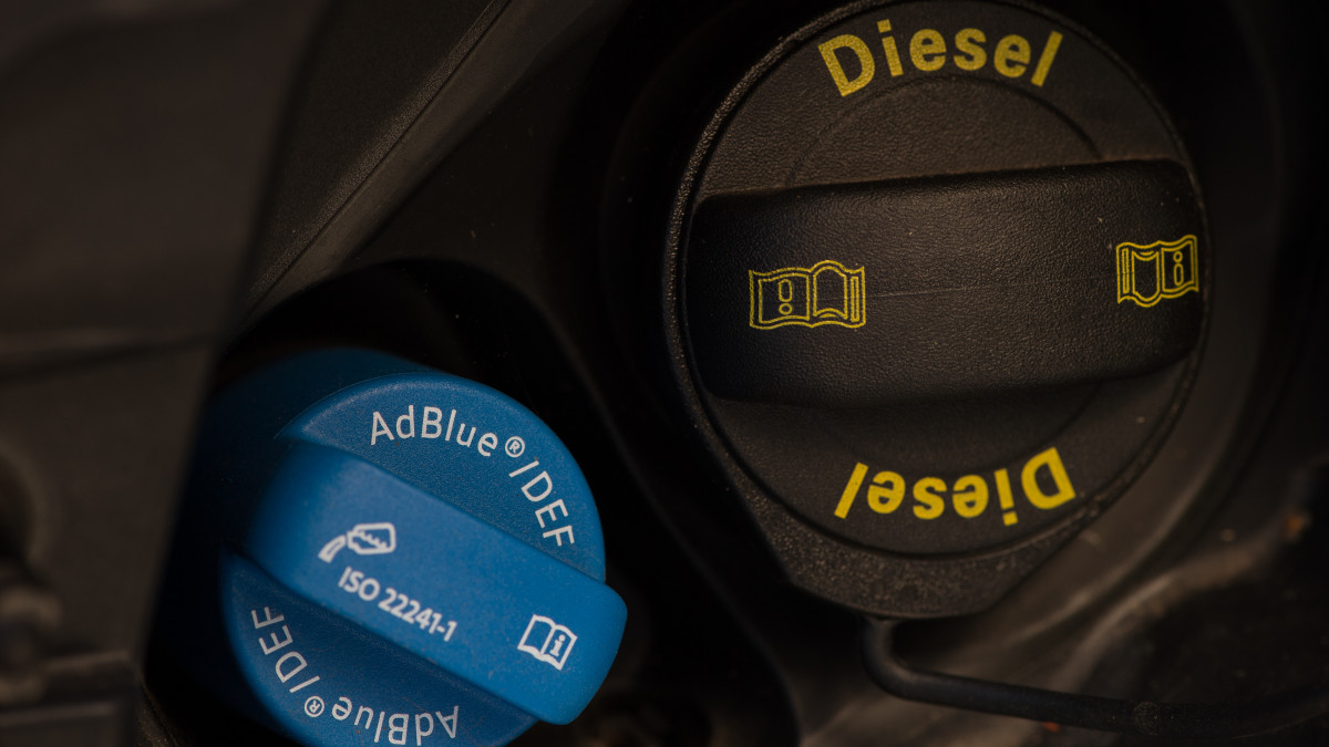 Tank caps for AdBlue and diesel on a Skoda Kodiak pictured in Goettingen, Germany, 31 July 2017. Photo: Swen PfĂśrtner/dpa (Photo by Swen PfĂśrtner/picture alliance via Getty Images)
