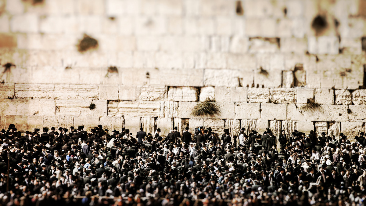 Prayers at the Western Wall, Jerusalem, Israel.