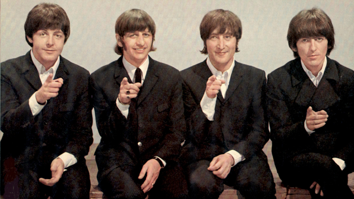 BEATLES  1966 Paul McCartney, Ringo Starr, John Lennon and George Harrison at Top Of The Pops