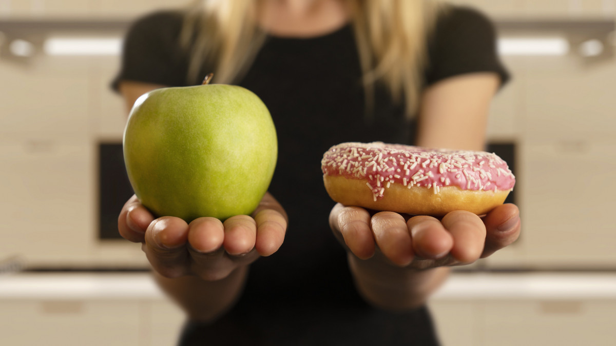 Dieting, Choice, Fruit, Donut, Women