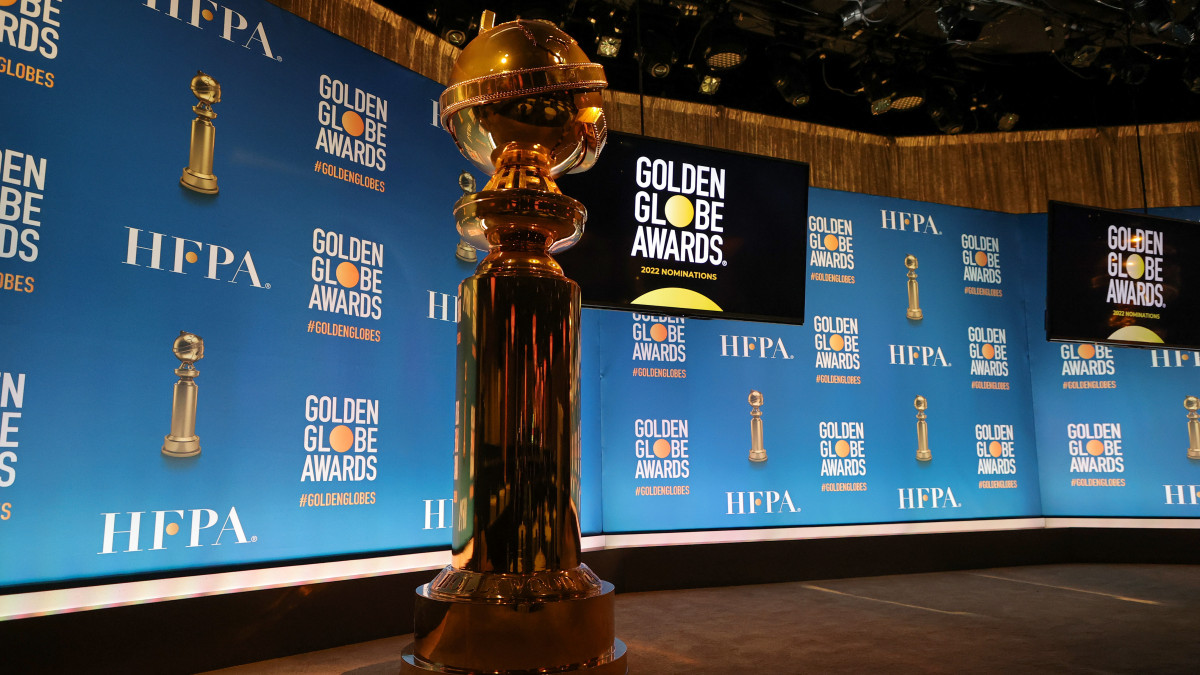 BEVERLY HILLS, CALIFORNIA - DECEMBER 13: The stage is set for the 79th Annual Golden Globe Award nominations at The Beverly Hilton on December 13, 2021 in Beverly Hills, California. (Photo by Kevin Winter/Getty Images)
