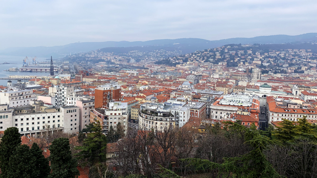 Triest Italy view on the city from  San Giusto Castle