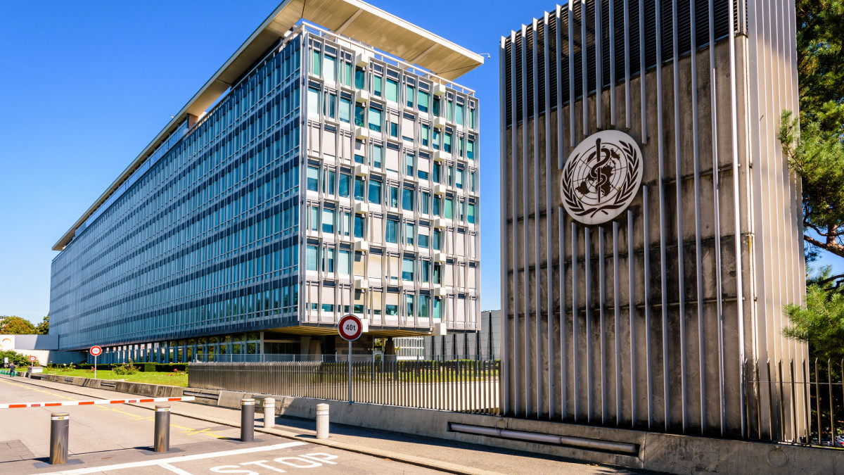 Geneva, Switzerland - September 3, 2020: General view of the World Health Organization (WHO) headquarters, a specialized agency of the United Nations responsible for international public health.