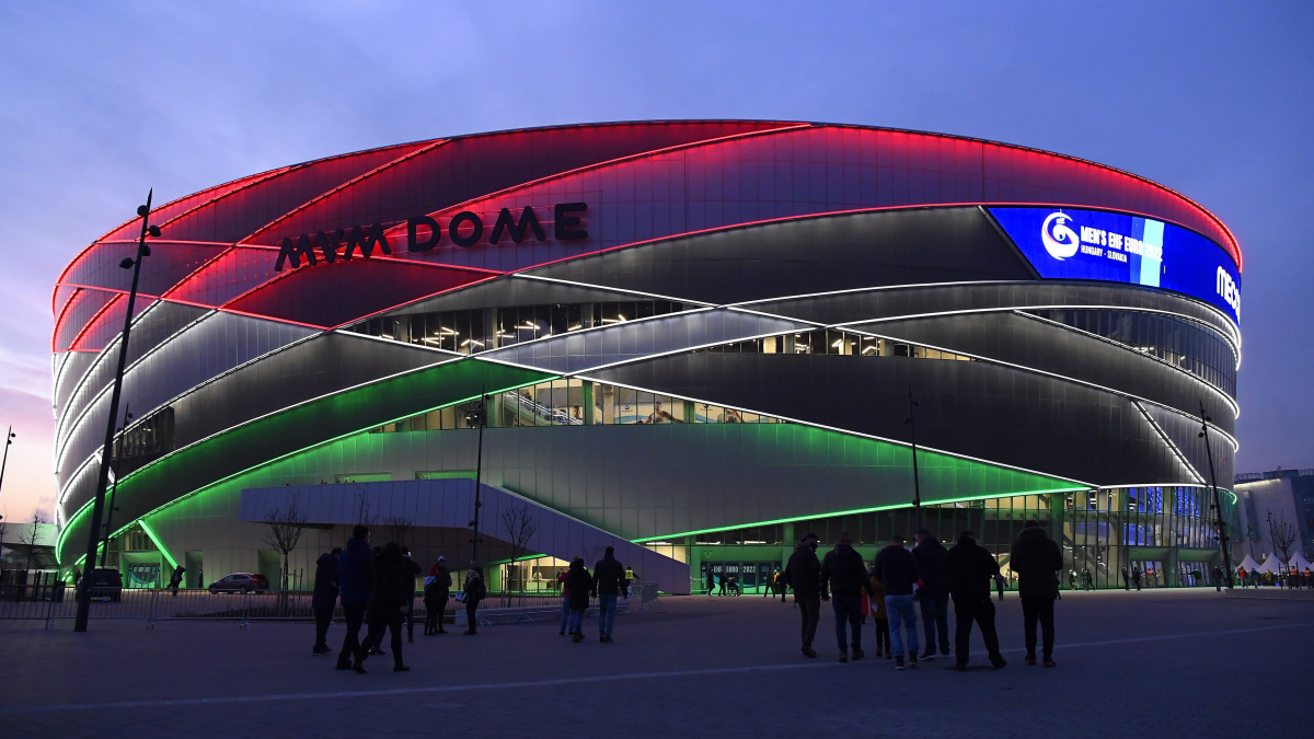 A magyar-szlovák közös rendezésű férfi kézilabda Európa-bajnokság egyik helyszíne, a budapesti MVM Dome 2022. január 16-án.