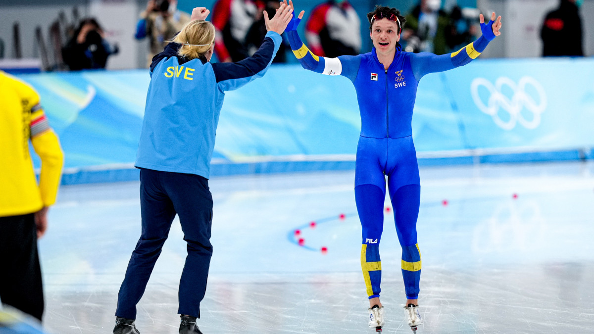 BEIJING, CHINA - FEBRUARY 6: Nils van der Poel of Sweden during the Mens 5000m on day two of the Beijing 2022 Winter Olympic Games at National Speed Skating Oval on February 06, 2022 in Beijing, China. (Photo by Douwe Bijlsma/BSR Agency/Getty Images)