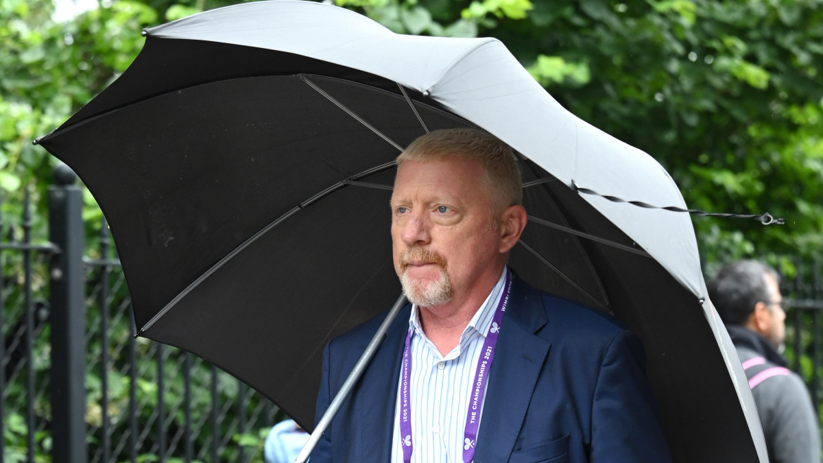 LONDON, ENGLAND - JUNE 28: Boris Becker attends the Wimbledon Tennis Championships at All England Lawn Tennis and Croquet Club on June 28, 2021 in London, England. (Photo by Karwai Tang/WireImage)