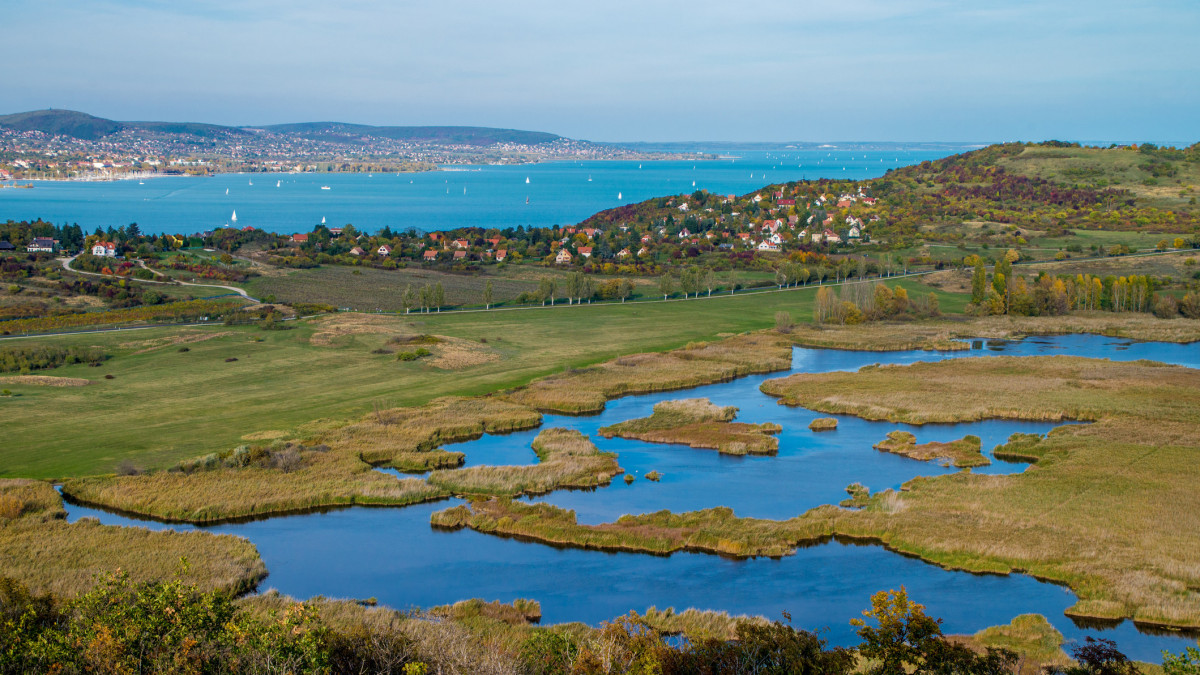 Aerial view of Tihany at lake Balaton in Hungary
