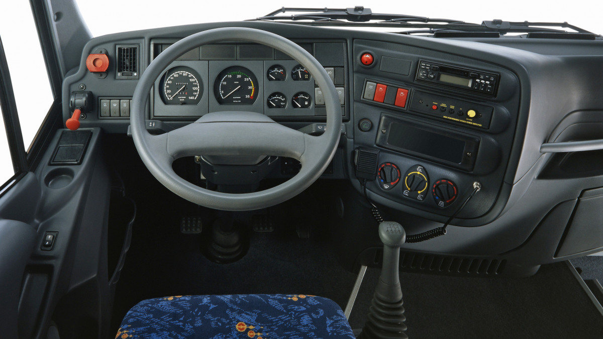 High angle view of a Bus cockpit