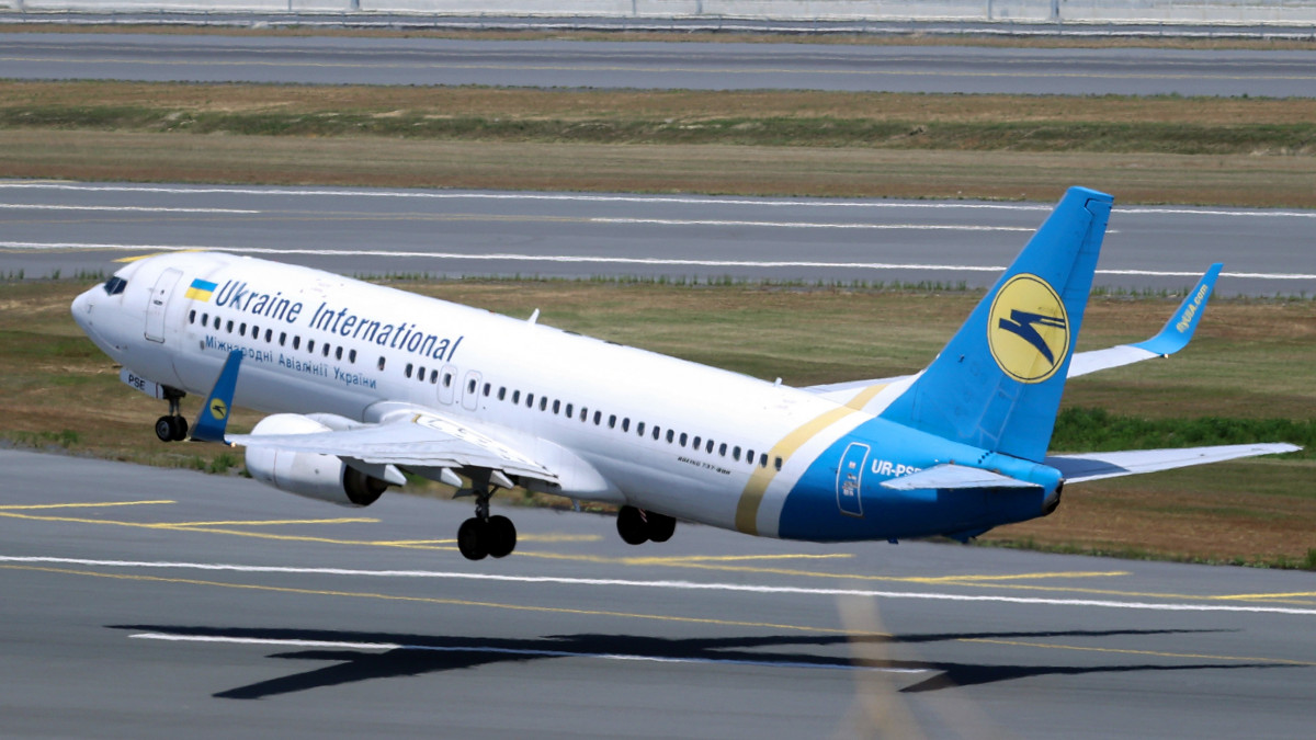 ISTANBUL, TURKEY - JUNE 25: An Ukraine International Airlines passenger plane is seen as Turkeys first official spotter area has been put into service for aviation enthusiasts and photographers at Istanbul Airport in Istanbul, Turkey on June 25, 2021. (Photo by Mehmet Eser/Anadolu Agency via Getty Images)