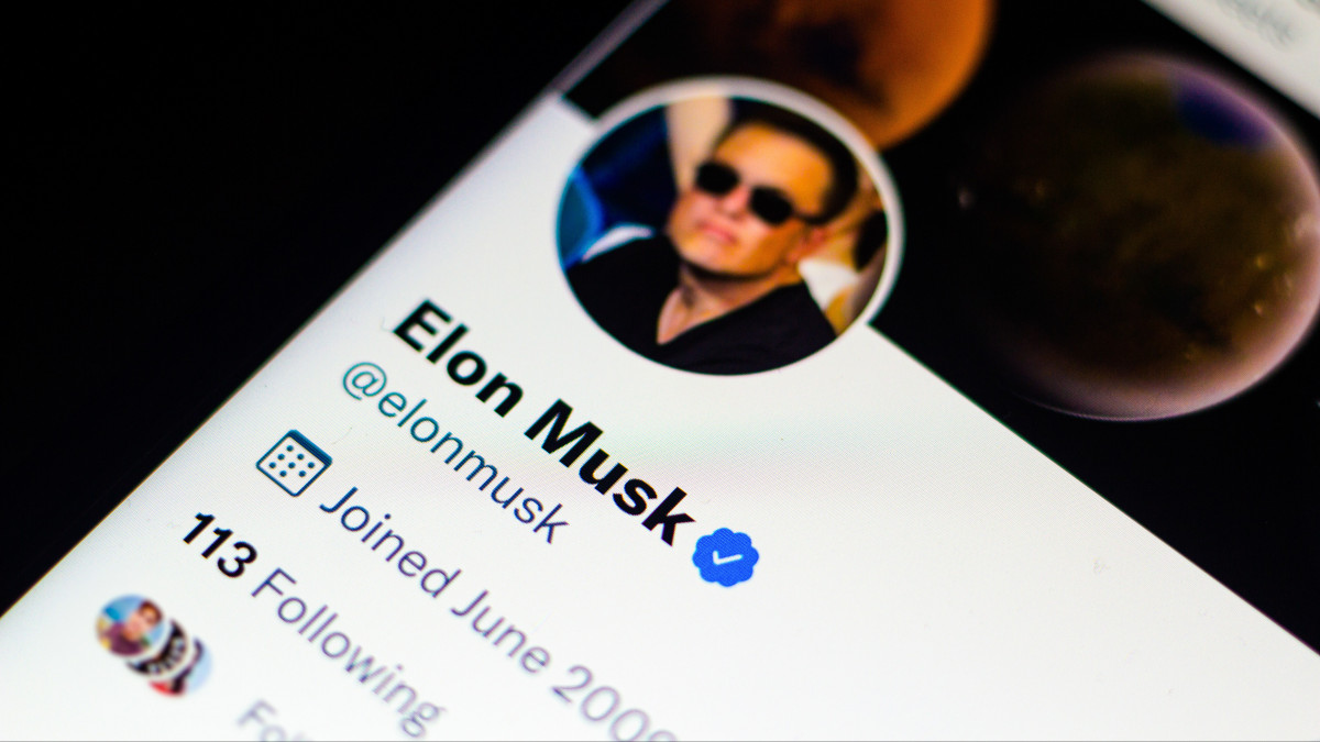 BRAZIL - 2022/04/11: In this photo illustration, the official profile of Elon Musk on the social network Twitter. The billionaire Elon Musk bought 9% of Twitter, an investment of USD 3 billion. (Photo Illustration by Rafael Henrique/SOPA Images/LightRocket via Getty Images)