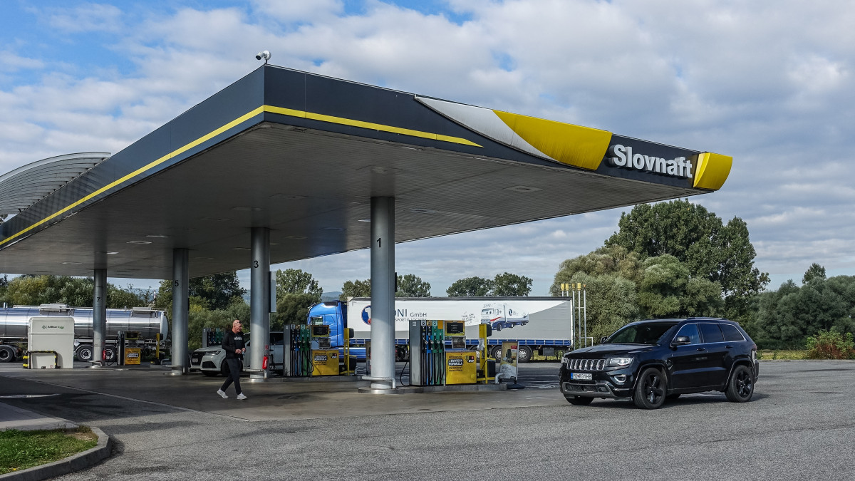 Slovnaft petrol station is seen near Presov, Slovakia on 23 September 2021  (Photo by Michal Fludra/NurPhoto via Getty Images)