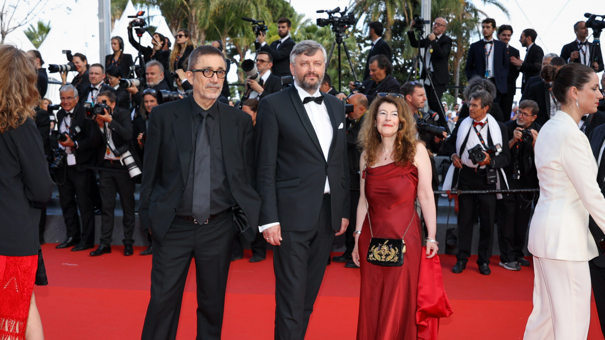 CANNES, FRANCE - MAY 24: Sergei Loznitsa , Nuri Bilge Ceylan and guest attend the 75th Anniversary celebration screening of The Innocent (LInnocent) during the 75th annual Cannes film festival at Palais des Festivals on May 24, 2022 in Cannes, France. (Photo by Stephane Cardinale - Corbis/Corbis via Getty Images)