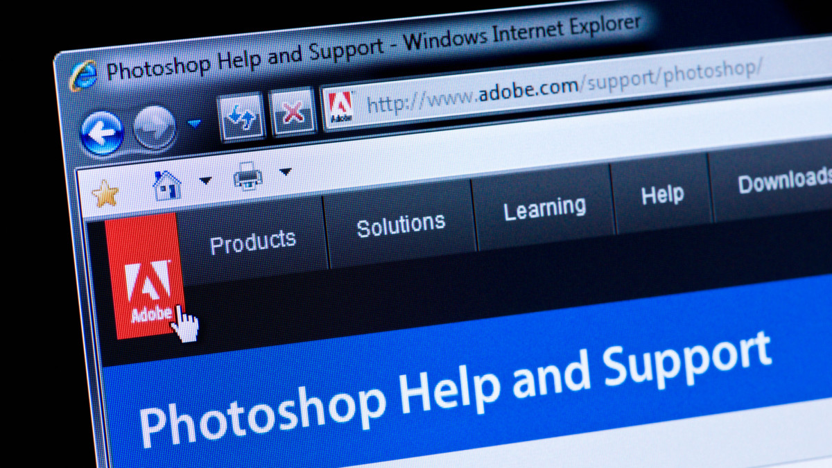 Essen, Germany - February 28, 2011: Part of Adobe Photoshop Help and Support site in Internet Explorer browser on LCD screen. Adobe Photoshop is a commercial image processing program of the U.S. software company Adobe Systems. In the professional image-editing program is the market leader and dominant.