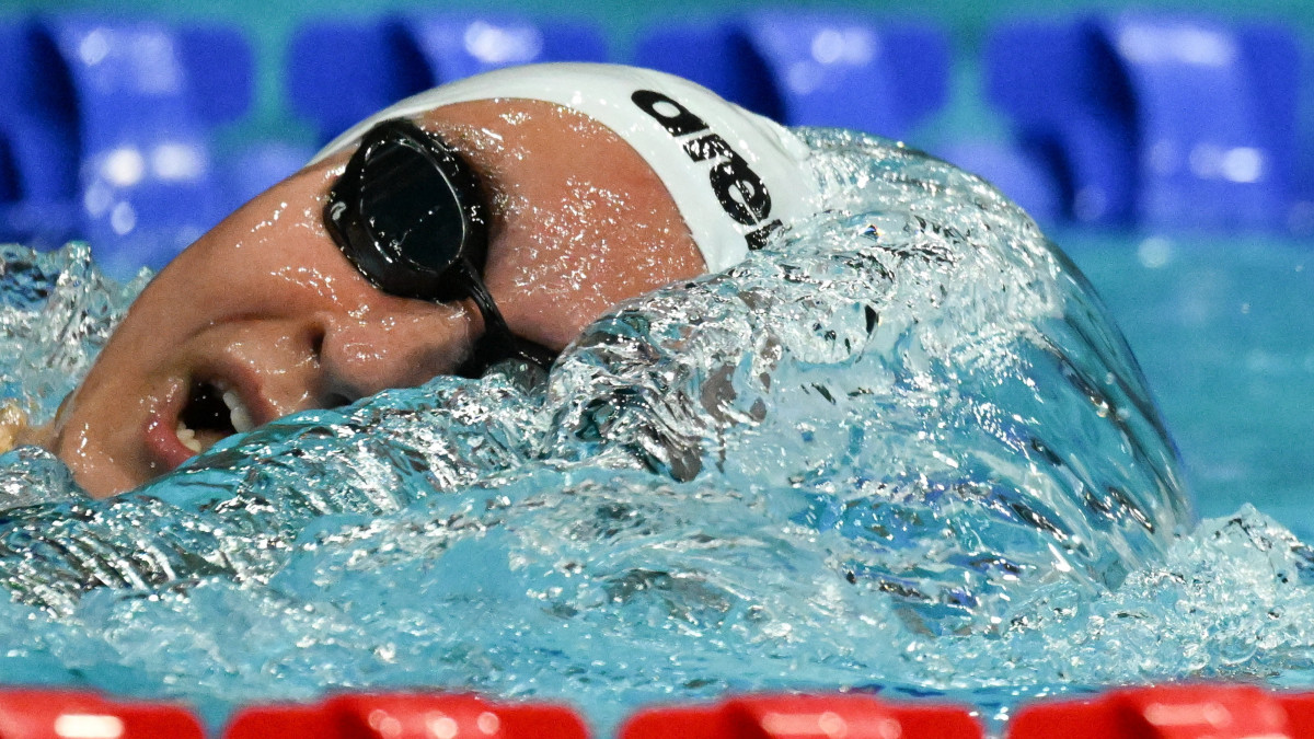 Mihályvári-Farkas Viktória az 1500 méteres női gyorsúszás előfutamában a vizes világbajnokságon a budapesti Duna Arénában 2022. június 19-én.