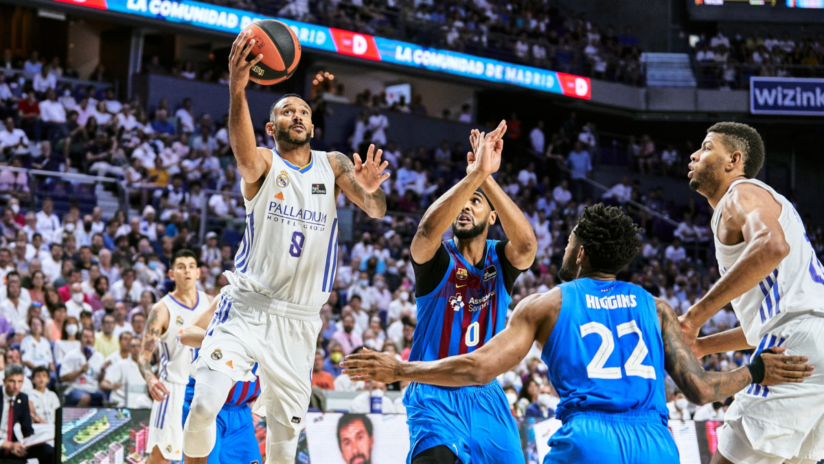 MADRID, SPAIN - JUNE 19: Adam Hanga of Real Madrid in action during the Liga Endesa match between Real Madrid and FC Barcelona at Wizink Center on June 19, 2022 in Madrid, Spain. (Photo by Sonia Canada/Getty Images)