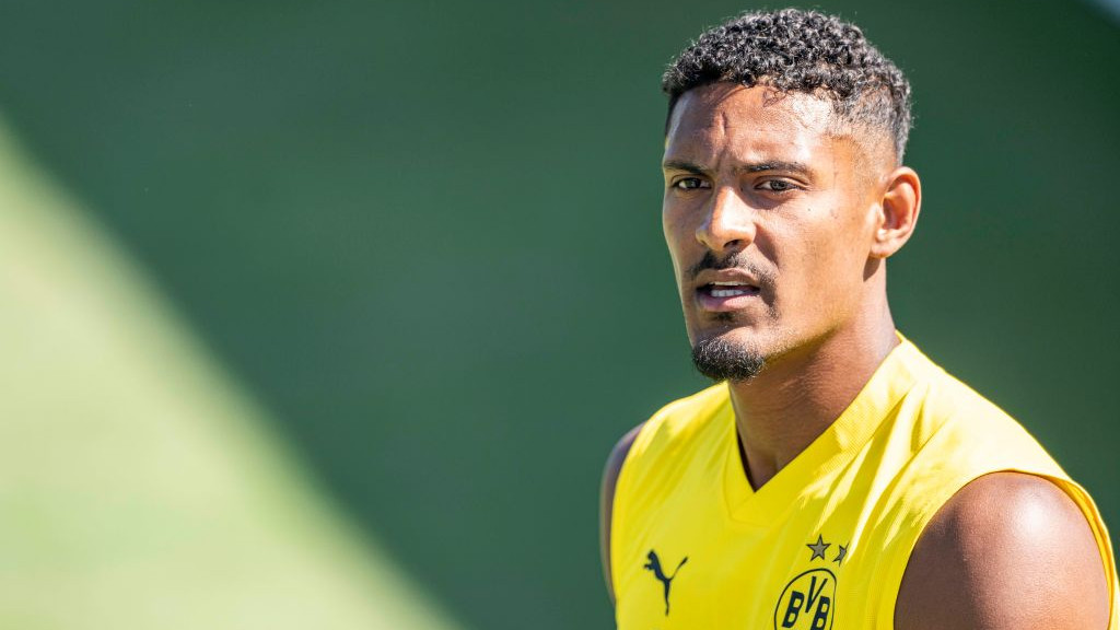 17 July 2022, Switzerland, Bad Ragaz: Soccer, Borussia Dortmund training camp, day 3: Sebastien Haller comes out of the fitness tent. Photo: David Inderlied/dpa (Photo by David Inderlied/picture alliance via Getty Images)