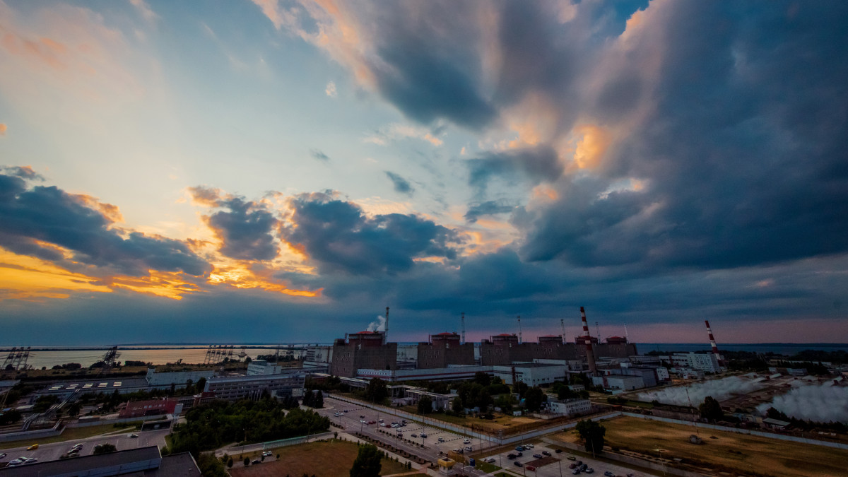 Clouds drift over the Zaporizhzhia Nuclear Power Plant at sunset, Enerhodar, Zaporizhzhia Region, southeastern Ukraine, July 9, 2019. Ukrinform. (Photo credit should read Dmytro Smolyenko/Future Publishing via Getty Images)