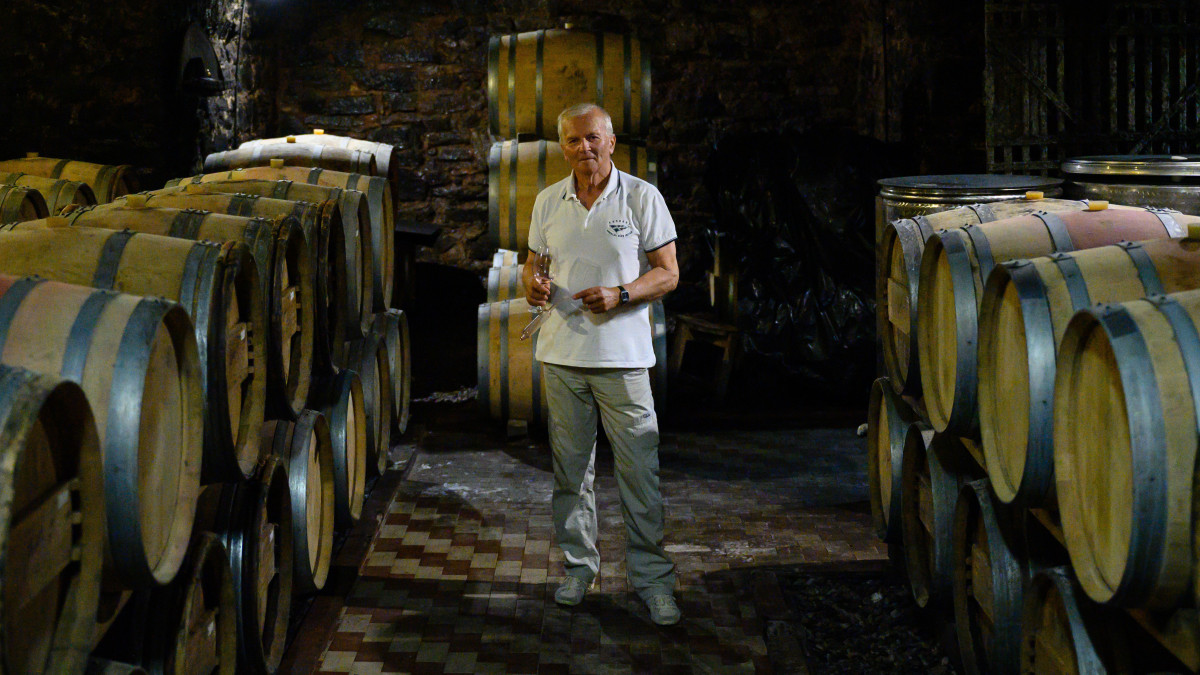 Jásdi István csopaki borász borospincéjében 2020. július 21-én. Az Európai Bizottság jóváhagyta a magyarországi Csopak, vagy Csopaki név alatt termelt borok felvételét az oltalom alatt álló eredetmegjelölések (OEM) nyilvántartásába.