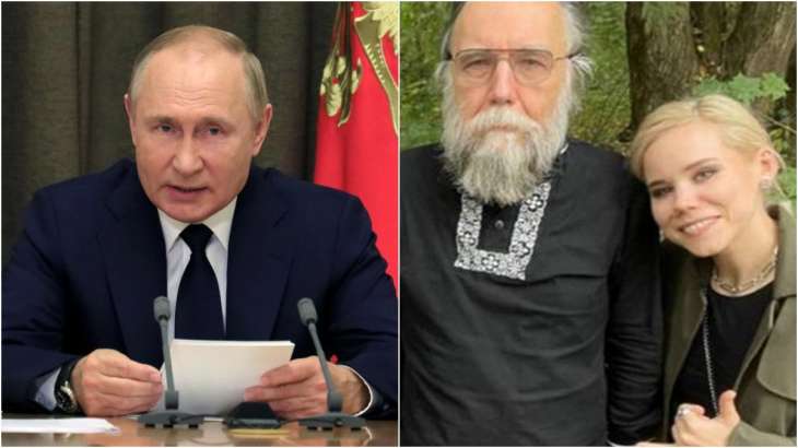 Vlagyimir Putyin és legfőbb ideológusa Alekszandr Dugin, valamint lány Darja Dugina