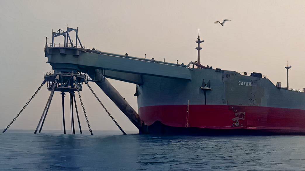 FSO Safer tanker Jemen partjai előtt.