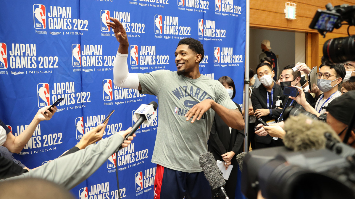 TOKYO, JAPAN - SEPTEMBER 29: Bradley Beal of the Washington Wizards speaks to the media during the NBA Japan Games Team Practice on September 29, 2022 in Tokyo, Japan. (Photo by Takashi Aoyama/Getty Images)