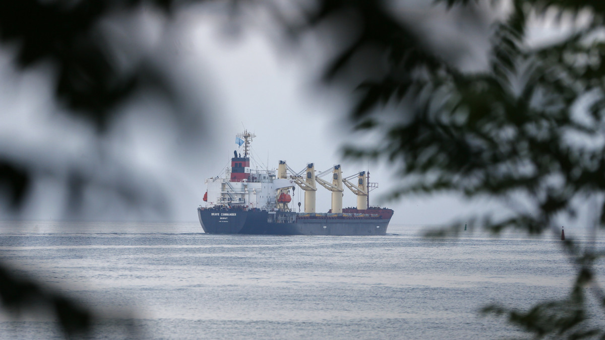 Az ENSZ által bérelt, libanoni bejegyzésű Brave Commander teherhajó 23 ezer tonnányi ukrán gabonával a fedélzetén elindul az ukrajnai Pivdennyi kikötőjéből 2022. augusztus 16-án. Az országot elhagyó teherhajók száma ezzel tizenhatra emelkedett azóta, hogy július végén az ENSZ és Törökország közvetítésével megállapodás született a kikötői blokád feloldására a globális élelmiszerválság enyhítése érdekében.