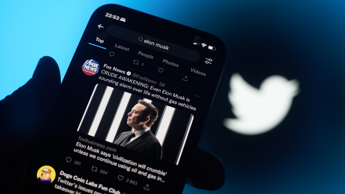 The Twitter feed of entrepreneur and billionaire owner of Tesla and Space X Elon Musk seen in this photo illustration in Warsaw, Poland on 01 September, 2022. (Photo by STR/NurPhoto via Getty Images)
