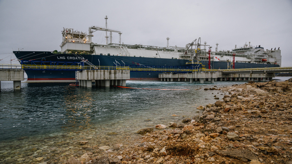 The LNG Croatia FSRU liquid natural gas (LNG) storage vessel at the LNG terminal, operated by LNG Croatia LLC, in Krk, Croatia, on Monday, Jan. 25, 2021. The market for vessels carrying liquefied natural gas boomed last year as the worlds biggest trading houses and oil majors booked up ships to take advantage of theÂ winter demand boomÂ in fuel demand. Photographer: Petar Santini/Bloomberg via Getty Images