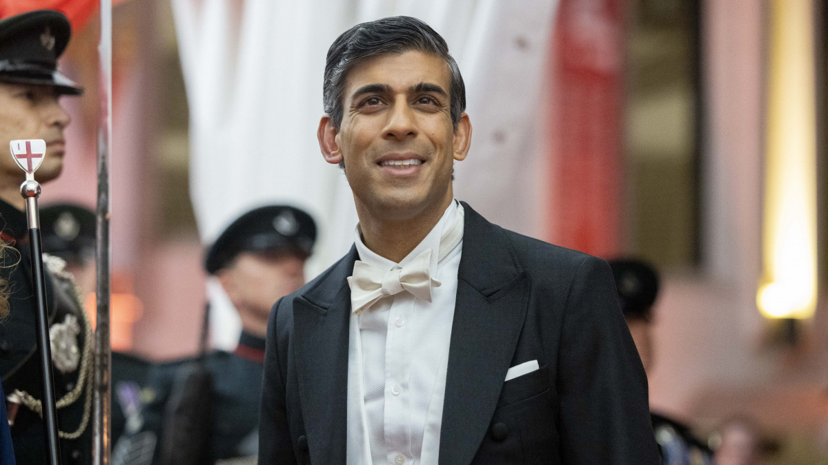Rishi Sunak, UK prime minister, arrives at the Lord Mayors Banquet at the Guildhall in the City of London, UK, on Monday, Nov. 28, 2022. In his first major foreign policy speech as premier, Sunak will draw a clear line under the much-vauntedÂ golden eraÂ of UK-China relations pursued by former Prime MinisterÂ David Cameron, a fellow Conservative. Photographer: Jason Alden/Bloomberg via Getty Images