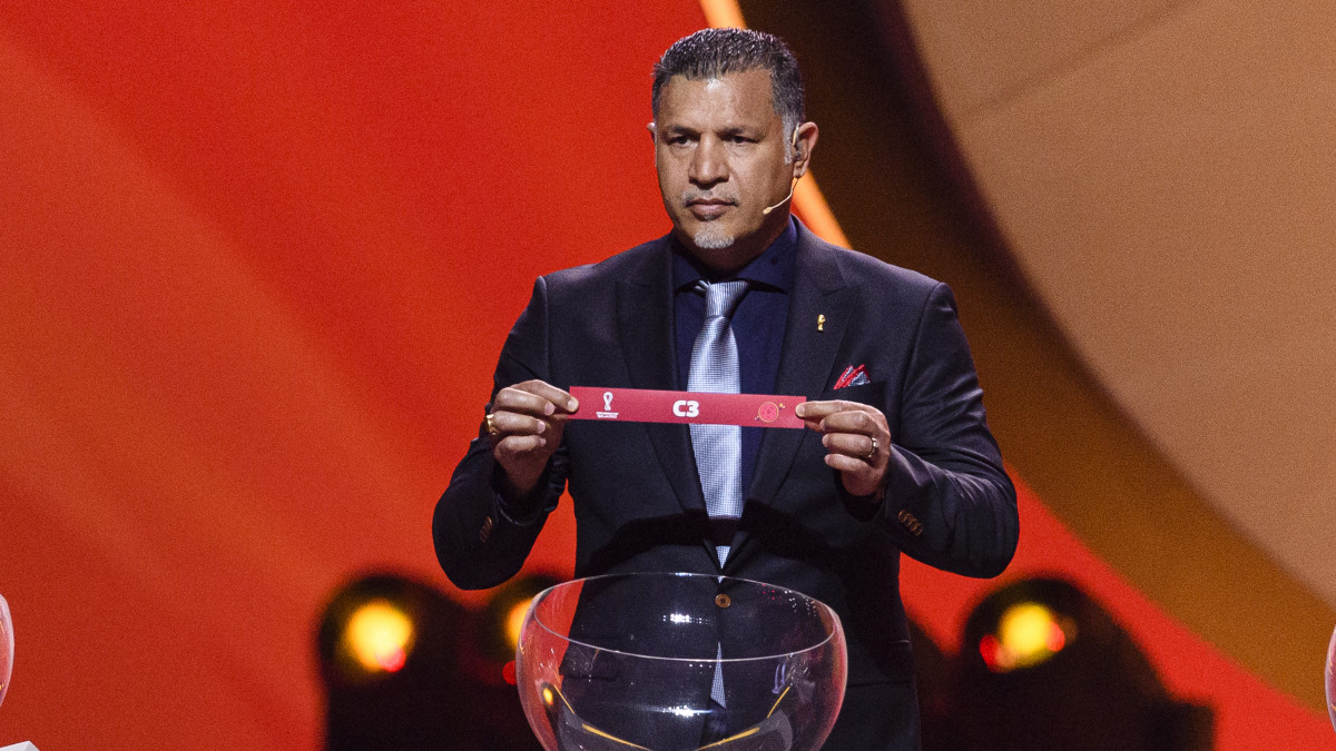 DOHA, QATAR - APRIL 01: Ali Daei of IR Iran during the FIFA World Cup Qatar 2022 Final Draw at Doha Exhibition Center on April 1, 2022 in Doha, Qatar. (Photo by Marcio Machado/Eurasia Sport Images/Getty Images)