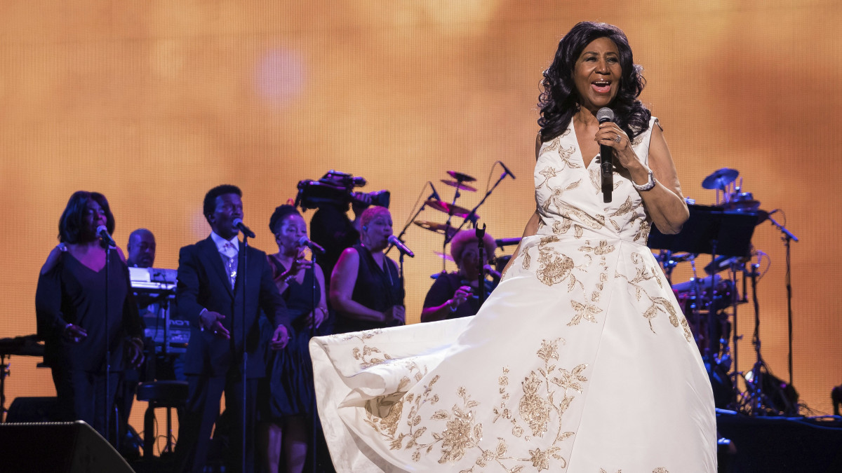 New York, 2017. április 20.Aretha Franklin amerikai soulénekesnő fellép a New York-i Tribeca Filmfesztiválon 2017. április 19-én. (MTI/AP/Invision/Charles Sykes)