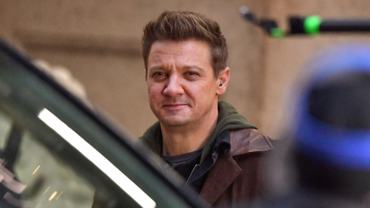 NEW YORK, NY - DECEMBER 04:  Jeremy Renner seen on the set of Hawkeye in Times Square on December 4, 2020 in New York City.  (Photo by James Devaney/GC Images)