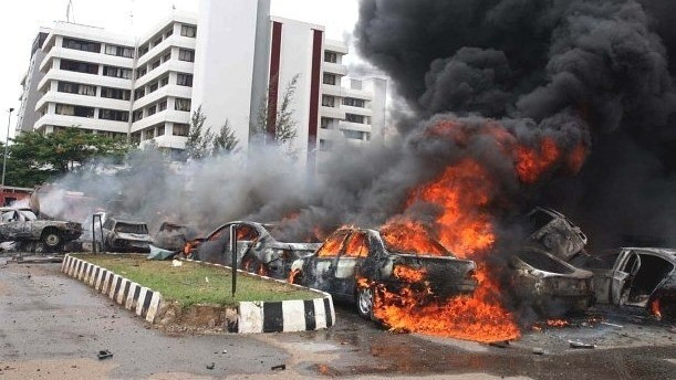 Nigériai robbantásos merénylet. Forrás: Twitter/www.anoncandanga.com