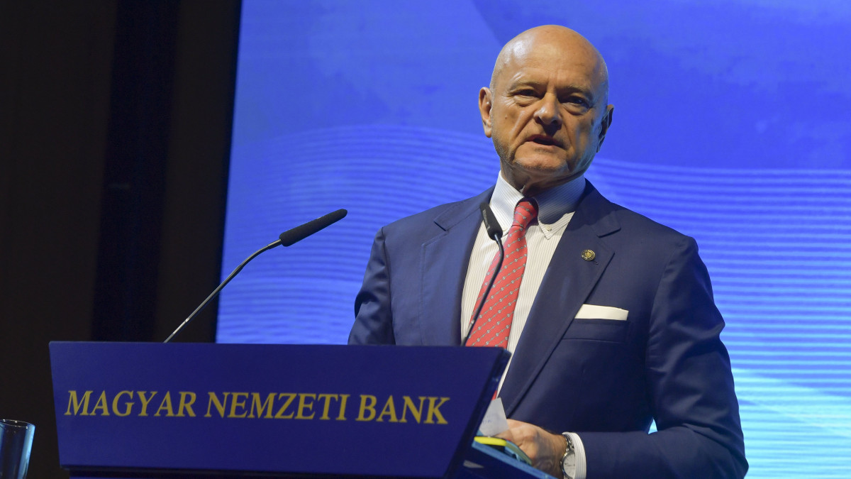 Patai Mihály, a Magyar Nemzeti Bank (MNB) alelnöke beszédet mond a Lámfalussy Lectures Konferencián, amelyet a Magyar Nemzeti Bank (MNB) szervezésében tartottak Budapesten 2023. február 6-án.