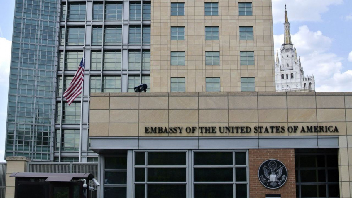 Az Egyesült Államok moszkvai nagykövetségének épülete. Forrás:Twitter/JacobCharite