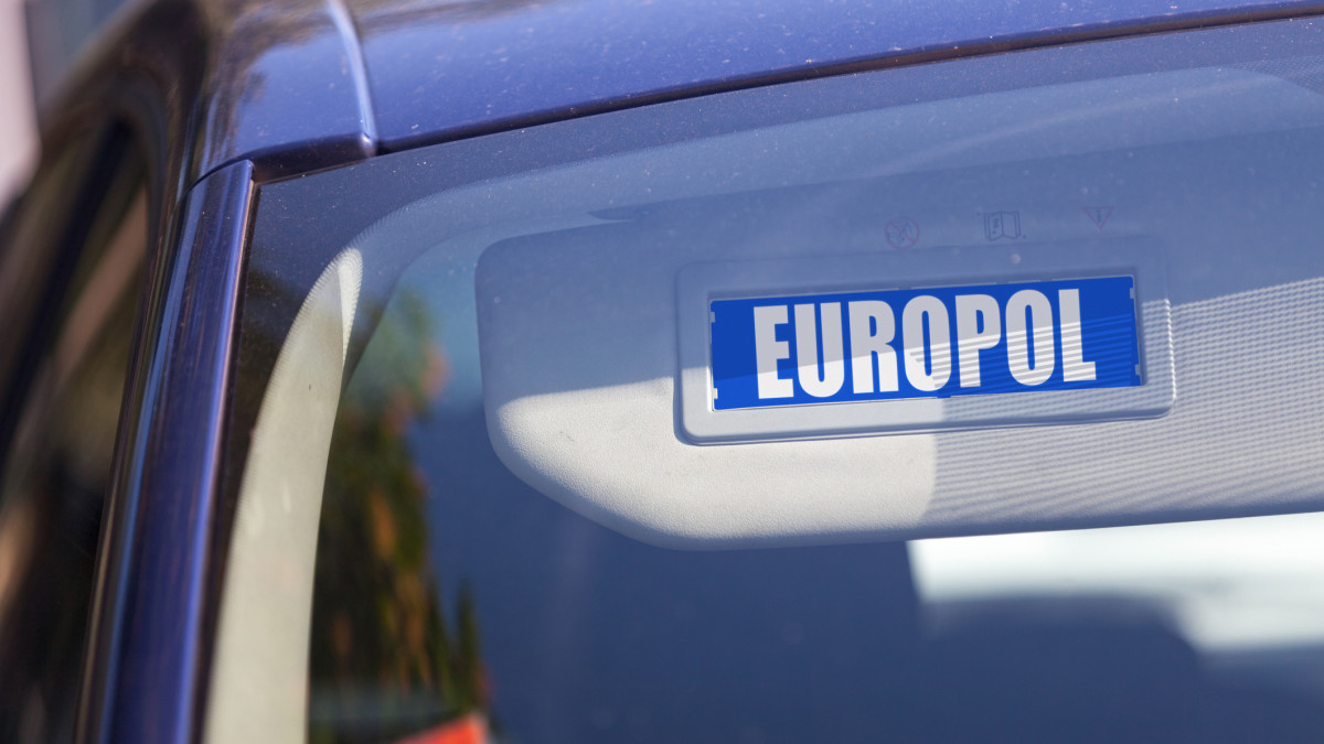 Blue sun visor with an Europol sign. Gwengoat/Getty Images