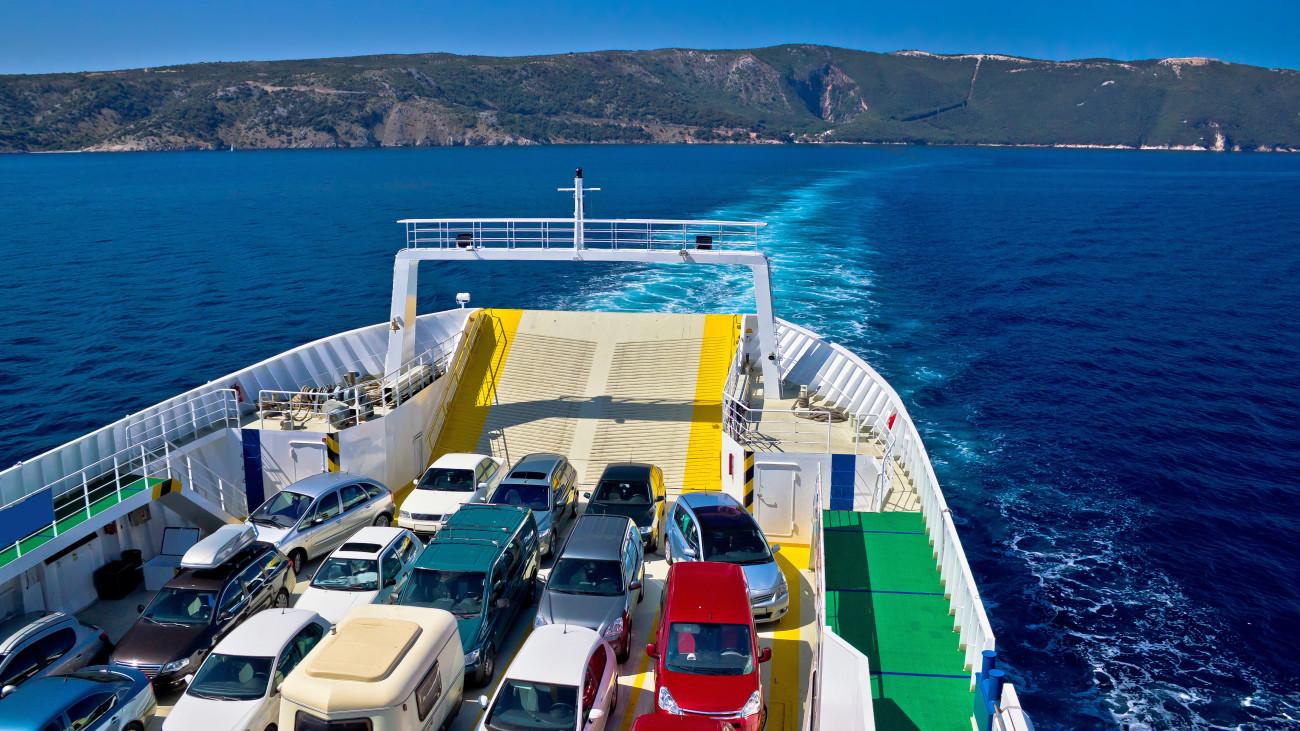 Ferry boat tourist line to island, island of Cres, Croatia