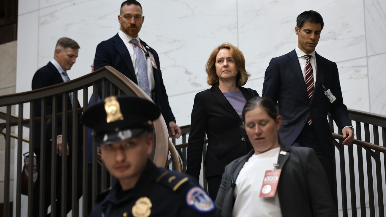WASHINGTON, DC - APRIL 19: Deputy Defense Secretary Kathleen Hicks arrives for a closed-door briefing with senators about the Discord leaks at the U.S. Capitol Visitors Center on April 19, 2023 in Washington, DC. Jack Teixeira, a 21-year-old airman in the Massachusetts Air National Guard, was arrested and charged with espionage after sharing classified military documents with a gaming group he belonged to on the internet social app Discord. (Photo by Chip Somodevilla/Getty Images)