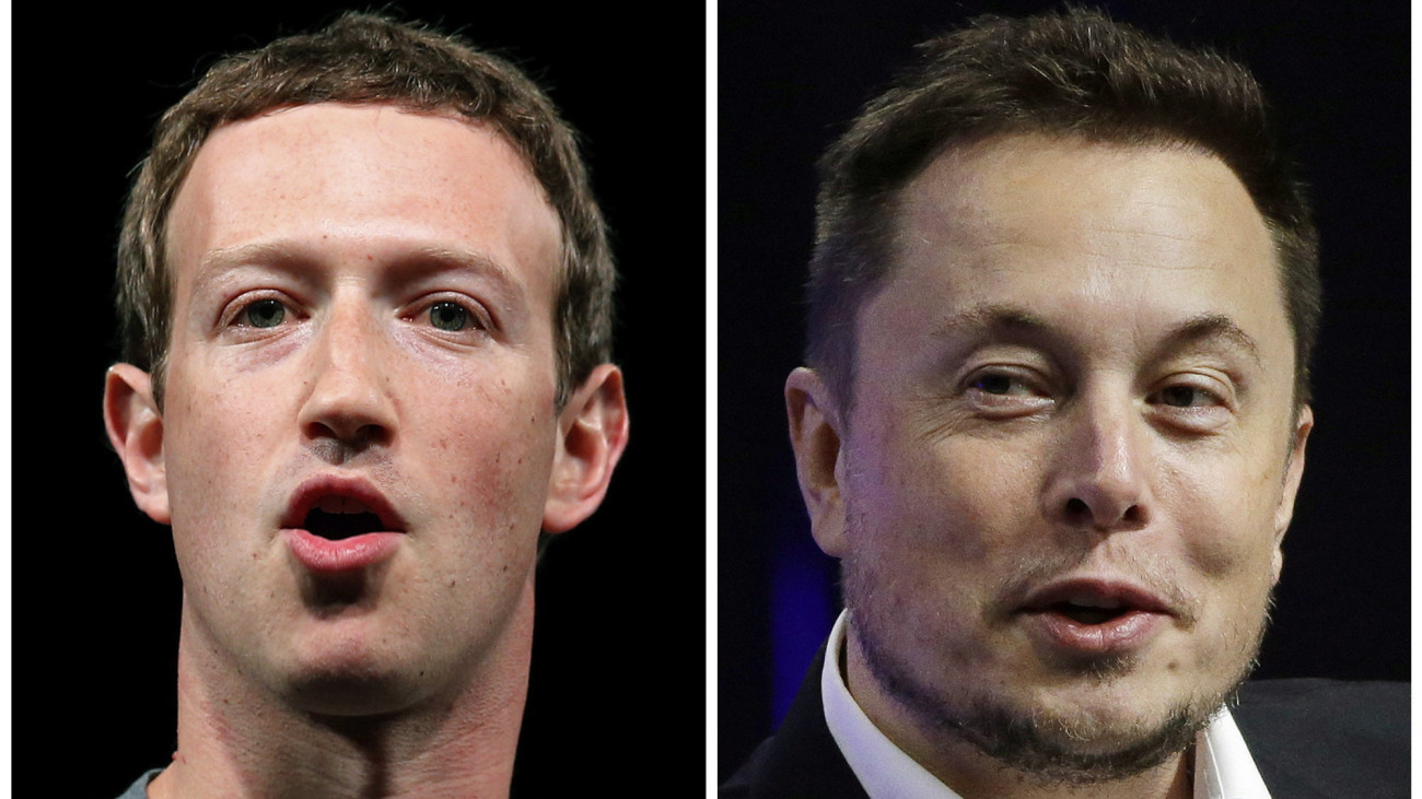 Kombókép Mark Zuckerbergről, a Facebook internetes közösségi portál vezérigazgatójáról Barcelonában 2016. február 21-én (b) és Elon Musk dél-afrikai-amerikai üzletemberről, a Tesla Motors amerikai elektromosjármű-gyártó és a SpaceX amerikai űrkutatási magánvállalat vezérigazgatójáról Providence-ben 2017. július 15-én. Miután Zuckerberg bejelentette, hogy a Twitter számára fejleszt versenytársat, az utóbbit birtokló Musk elkezdte Zuckerberget szekálni a közösségi médiában. Az üzengetés odáig fajult, hogy Musk egy ketrecharc meccsre hívta Zuckerberget, aki elfogadta azt. A küzdelemre nagy valószínűséggel Las Vegasban kerül majd sor. Ha megvalósul a világ leggazdagabb embereinek a bunyója, az kétesélyes mérkőzést hozhat, hiszen az 51 éves Musk magasabb súlycsoportban van, míg Zuckerberg 39 éves és komoly múltja van küzdősportok terén.