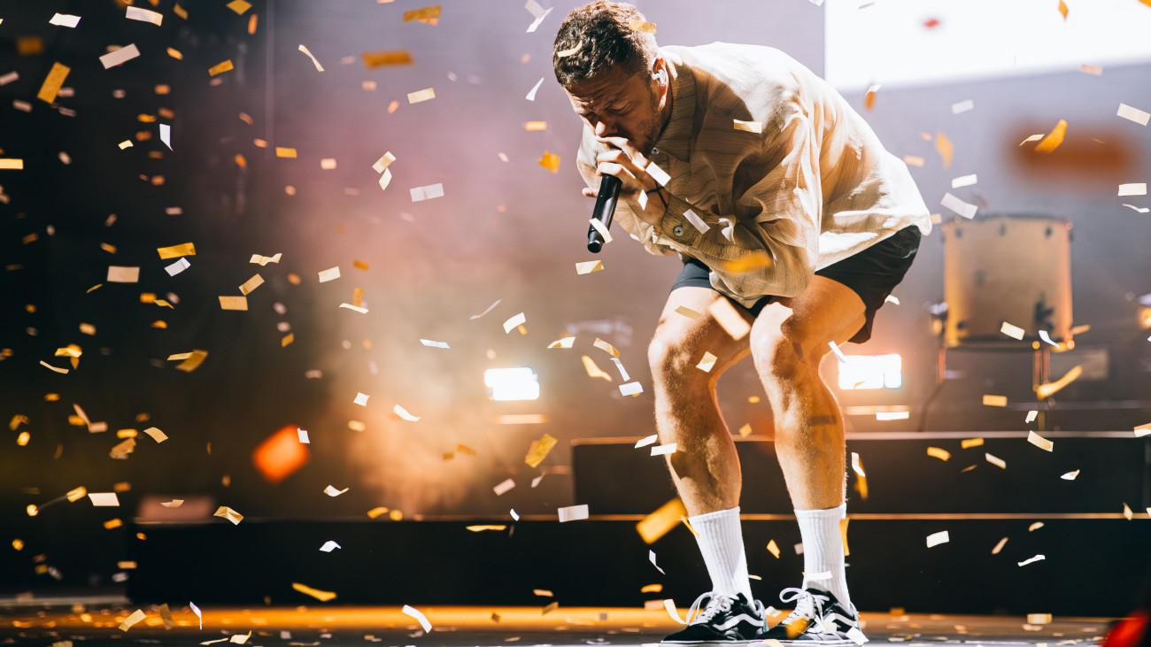 Dan Reynolds of Imagine Dragons perform at the 2023 Summerfest music festival on July 8, 2023 in Milwaukee, WI. (Photo by PolkImaging/Penske Media via Getty Images)
